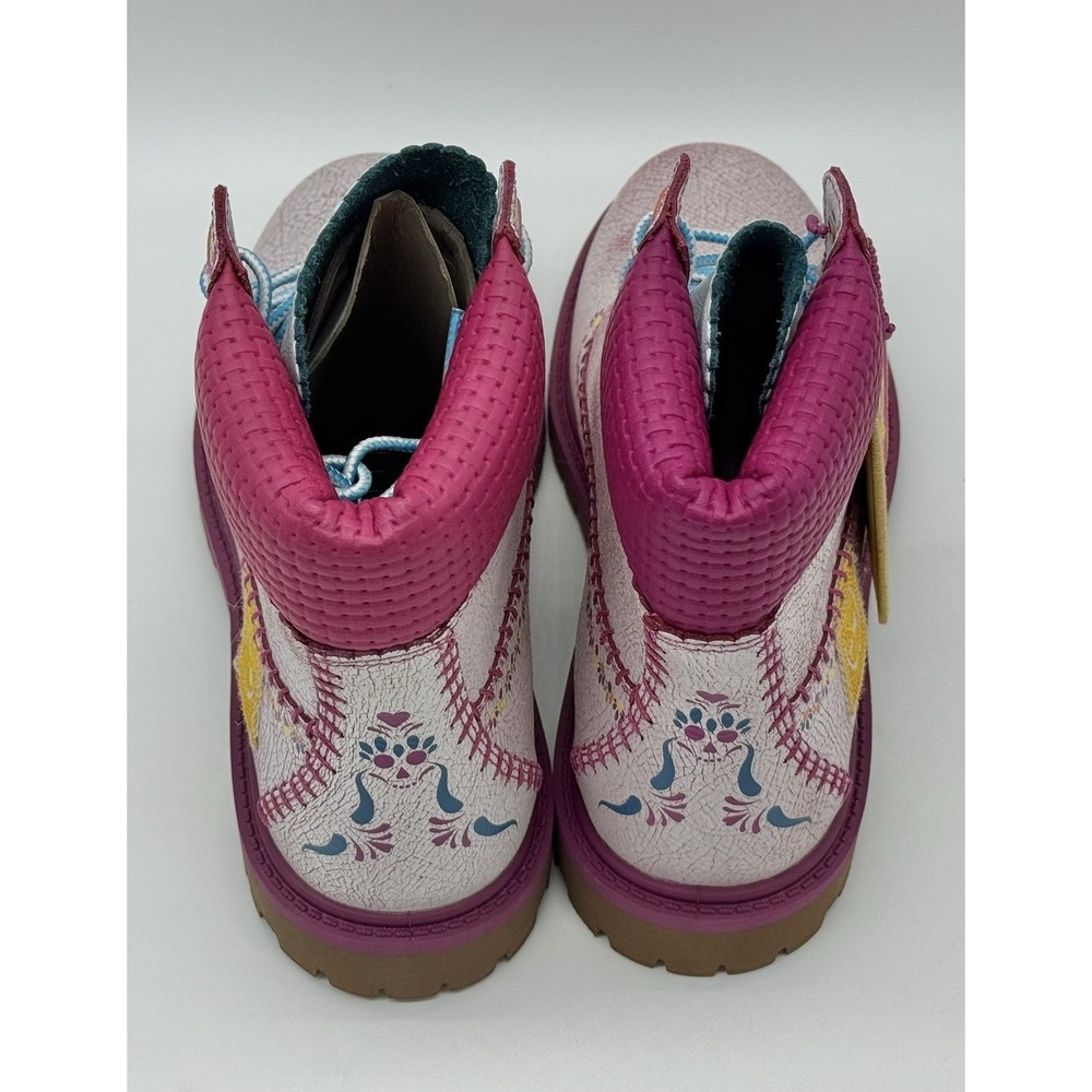 Timberland Women's Premium 6 Inch Boot White Pink Embroidered Size 7 TB0A4448 - Picture 3 of 9